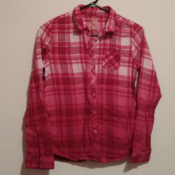 Faded Glory Other - Girls Ombre Dip Dye Flannel Button Down Shirt